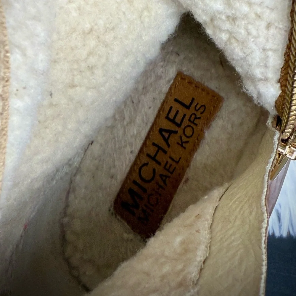 Michael Michael Kors Boots Whitaker Tall Zip Boots Suede Leather Caramel‎ Size 6